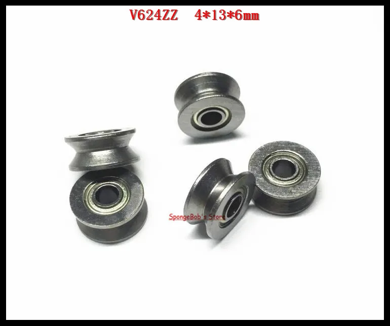 

20pcs/Lot V624ZZ 624VV V624 4x13x6mm V Groove Carbon Steel Deep Groove Ball Bearing Traces Walking Guide Rail Bearing