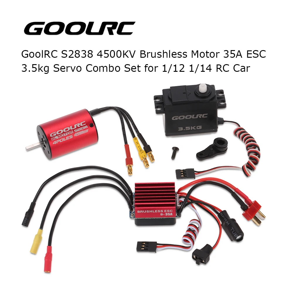 

GoolRC S2838 4500KV Brushless Motor 35A ESC 3.5kg Servo Combo Set for 1/12 1/14 RC Car RC Helicopter Spare Parts