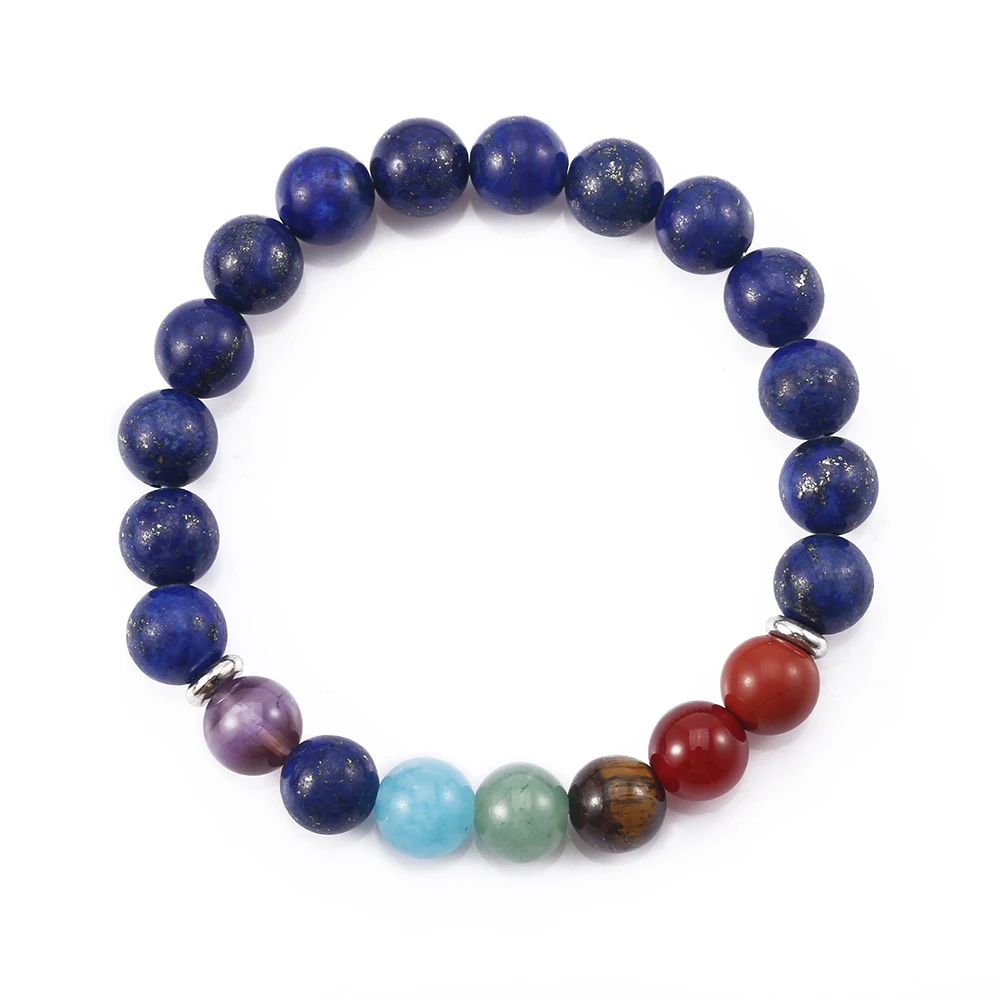 

7 Chark Brown Link Chain Stone Rope Yoga Pink Beads Energy Bracelet Chakra for Lady Love Health Lucky Couole Gentle