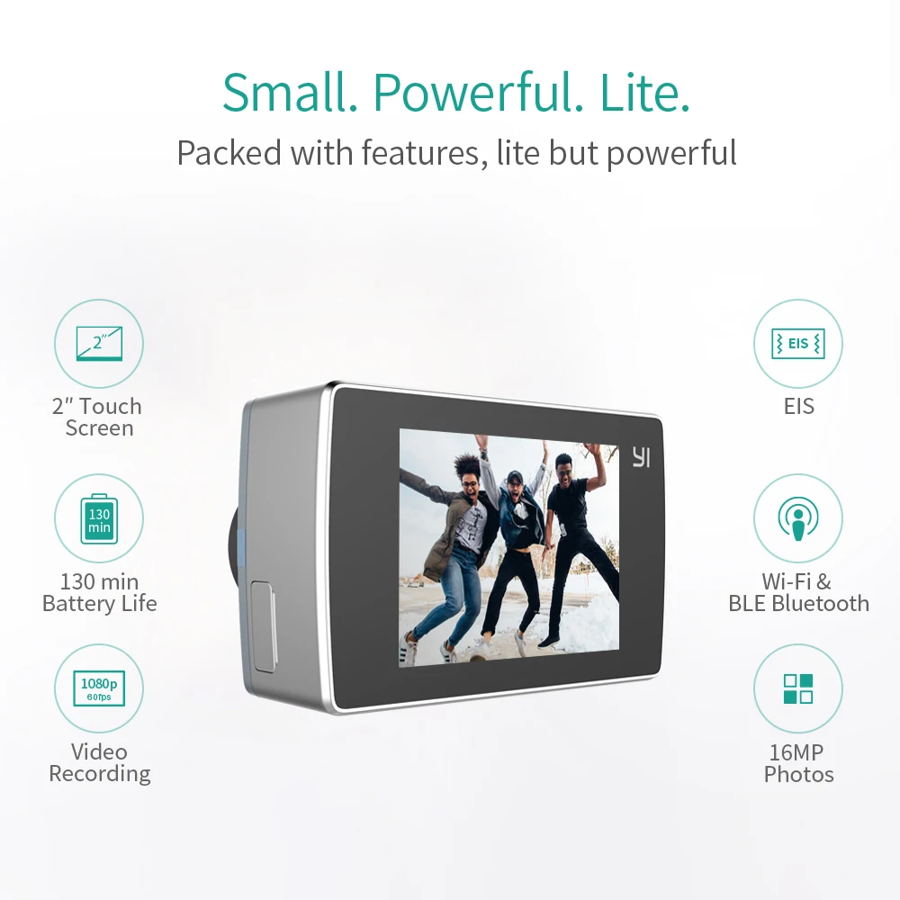 YI Lite Action Camera 16MP Real 4K Sports Camera with Built-in WIFI 2 Inch LCD Screen 150 Degree Wide Angle Lens Black