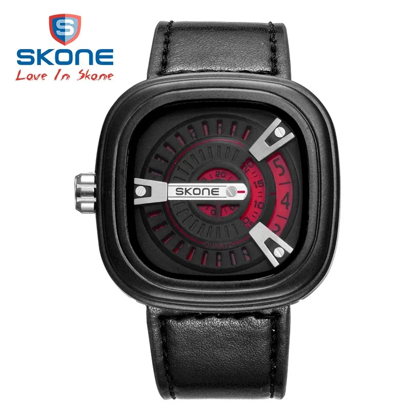 

SKONE Men Watches Casual Watches Military Genuine Leather Sports Quartz-Watch Dress Fashion Clock Relogio Masculino