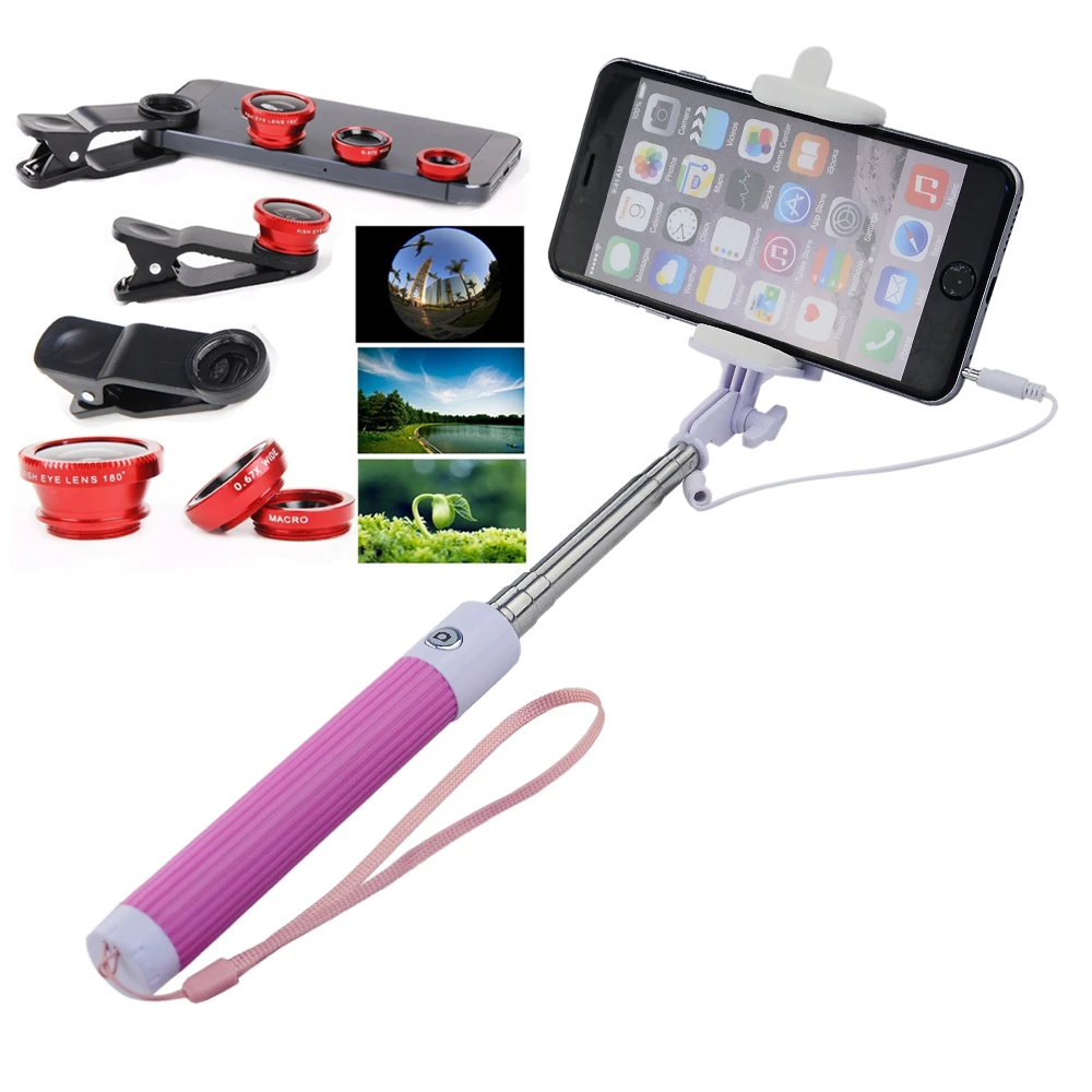 Apexel Monopod Selfie عصا 3 في 1 عدسة كيت عين السمكة واسعة و ماكرو العالمي الهاتف المحمول العدسات ل فون x 7 8 زائد سامسونج s8