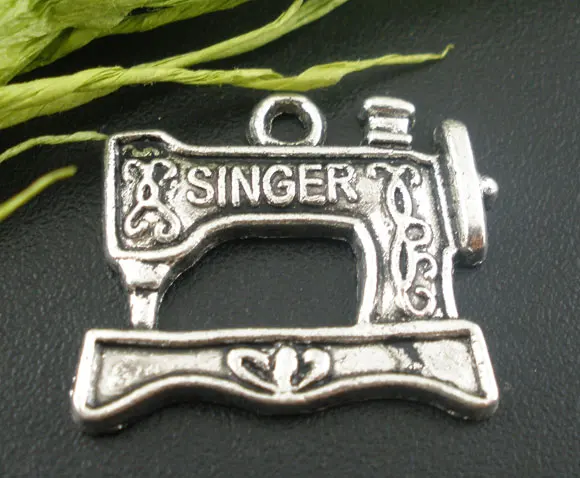 

DoreenBeads Zinc metal alloy Charm Pendants Sewing Machine Antique Silver Message Pattern DIY Making 20mm x 18mm ,6 PCs 2015 new