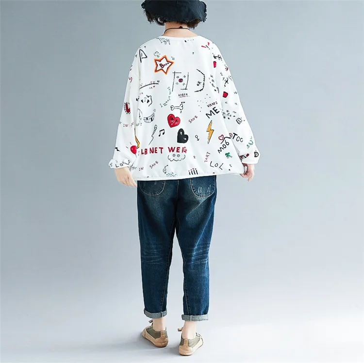 Женский корейский хлопковый свитер с буквенным принтом, весенние толстовки размера плюс Harajuku, женские повседневные свободные футболки, 4XL 5XL 6XL