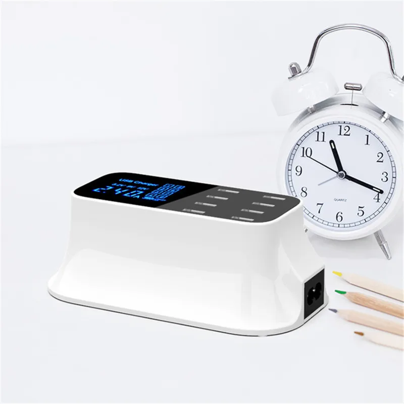 8 Port Smart USB Charger Adapter Station Hub Led Display Mobile Phone Tablet Wall Charger Universal Desktop Power Socket US EUUK