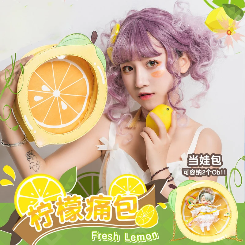 

Harajuku Cute Lemon Itabag Lolita Japanese Kawaii Messenger Bag Transparent For GSC OB11 1/12 Bjd Doll Shoulder Bag Handbag