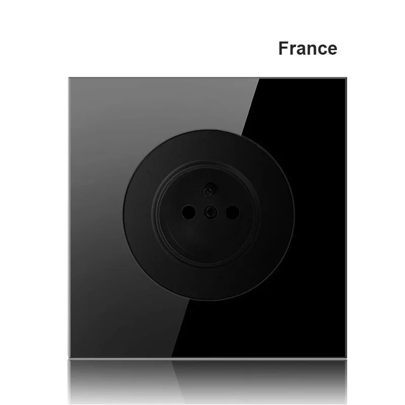 EU France Germany UK socket Full set of 86 type 1 2 3 4 gang 1 2way black mirror glass wall switch LED light switch Industry 1