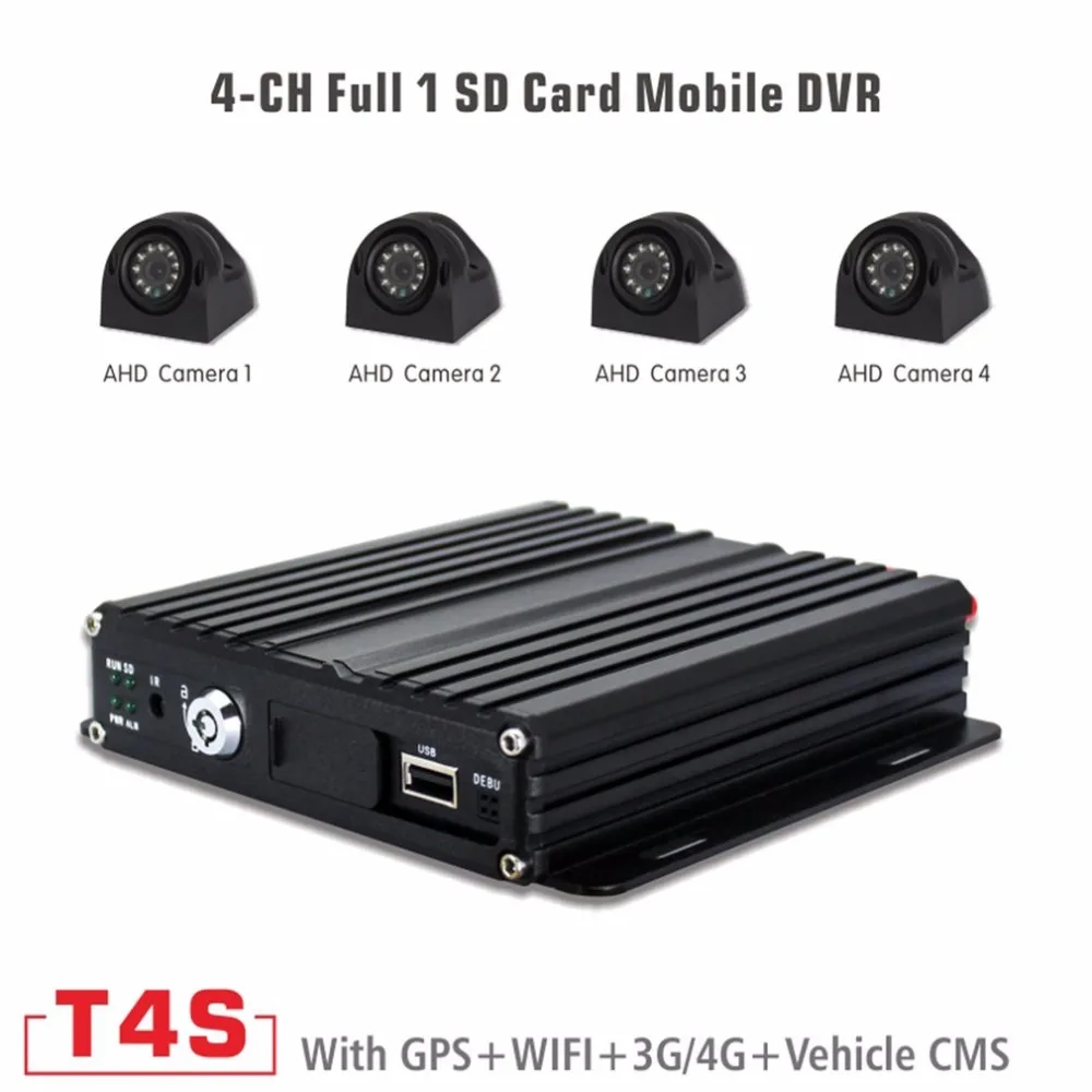 

LESHP T4S Car Auto 4-Channel Full 1 Secure Digital Memory Card AHD 720P Mobile DVR With GPS + WIFI + 3G/4G + Vehicle CMS