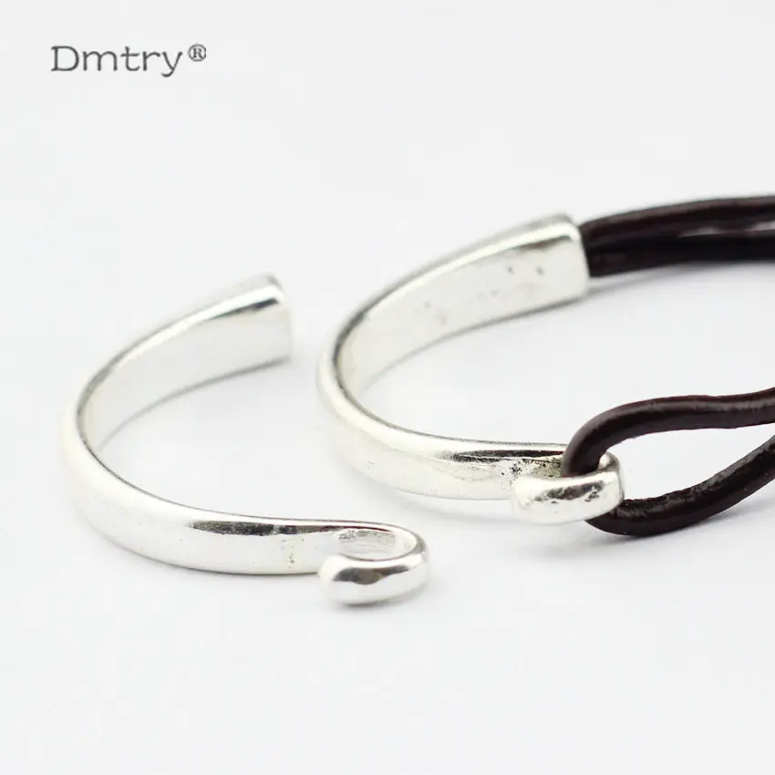 

Dmtry 5pcs Antique Silver Plated Half Bangles For Making DIY Zinc Alloy Hooks Clasp Of Leather Bangles Bracelets Gift LC0065