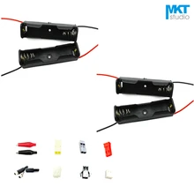 10 шт. 1xAA проводной коллектор Коробки Батарея Чехол Держатель Разъем с 15 см провода и разъем XH/устройство контроля pН/DC/JST/SM/Дюпон/KF2510/защищенный зажим «крокодил»