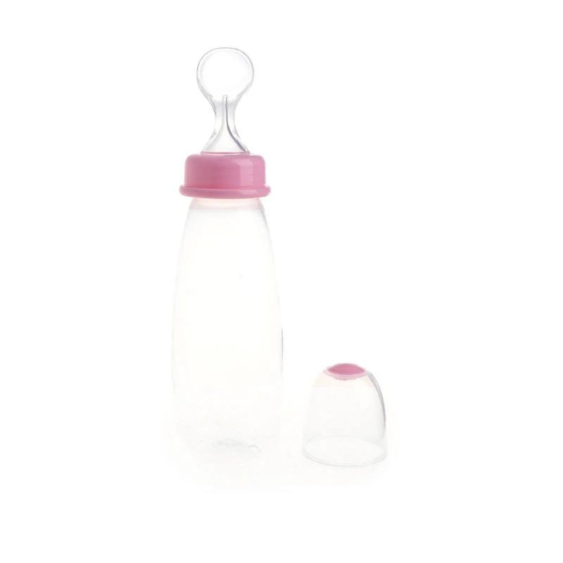 Забота о ребенке 240 мл детская ложка для выдавливания молока еда поддержка бутылка для новорожденного рис, бутылочка для детского питья тренировочные чашки удобные - Цвет: Розовый