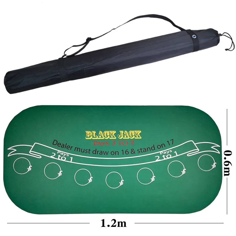 Goede 1.2*0.6 M Hold em Texas Poker Mat Black Jack Baccarat Dobbelstenen Mat Duurzaam Rubber Home Gaming Bureau Pad