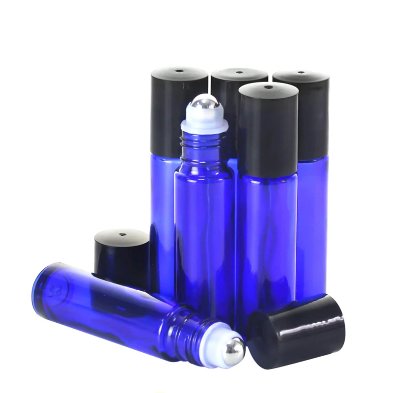 3pcs Hot Perfume Roller Bottle Essential Oil Empty Blue Bottle 10ml