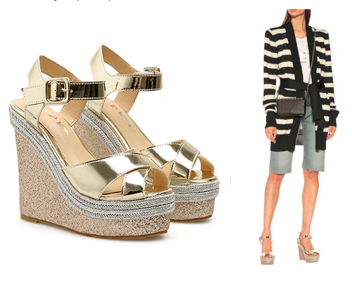 

Odinokov Summer Women Sandals Gladiator Fashion High Heels Wedges Espadrilles Shoes Ladies Open Toe Sandals Platform Wedges