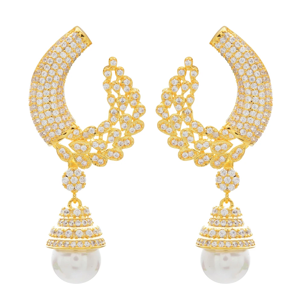 Роскошный AAA циркониевые серьги с жемчугом модные Гламурные свадебные украшения Подарки для женщин/девочек ER-278