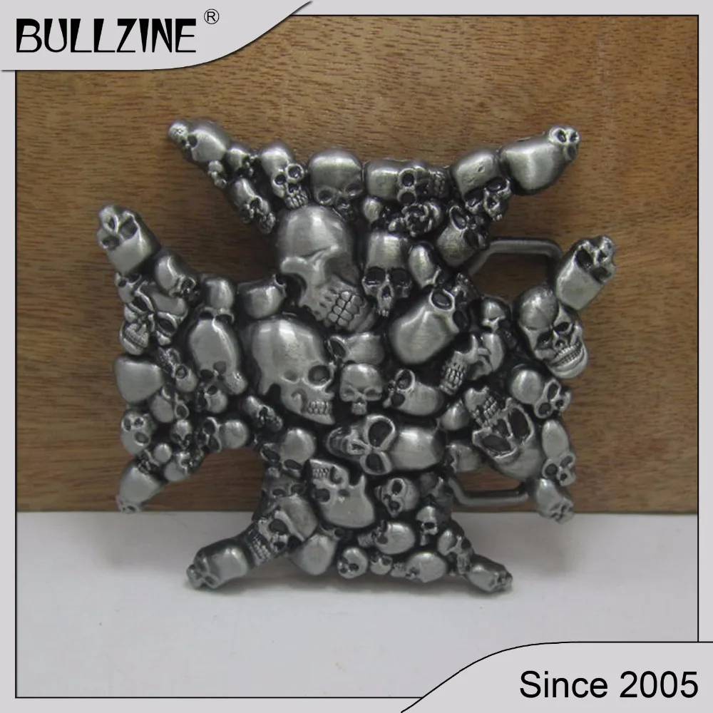 

Bullzine wholesale Cross belt buckle skull belt buckle with pewter finish FP-02156 suitable for 4cm width belt