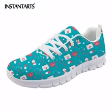 INSTANTARTS/милые медицинские кроссовки для медсестры; женская модная дизайнерская Летняя обувь на плоской подошве с сеткой; Легкая женская обувь на плоской подошве со шнуровкой