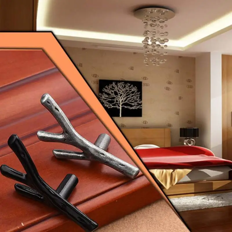 

2018 New High quality Black Tree Branch Kitchen Cabinet Lockers Closet Drawer Handles Pulls
