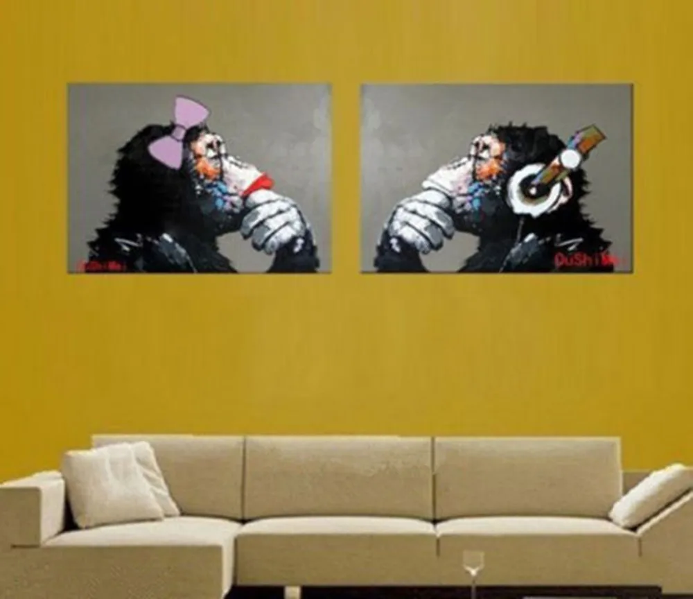 

MODERN ABSTRACT LARGE WALL CANVAS OIL PAINTING:happy monkeys(no framed)