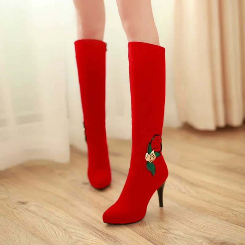 

Botas Femininas New Arrival Unisex Rubber Ankle Bota Boots 2015 New Stylish Hand Embroidered Zipper Female Boot 1732 High Tube