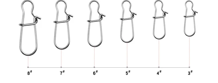 30 шт./пакет Нержавеющая сталь крюк быстрая защелка Замковая оснастки вращающиеся твердые кольца безопасности защелки рыболовный крючок Разъем Размеры 000-8 6004