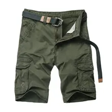 Новинка, высококачественные мужские шорты-карго, хлопковые повседневные тонкие мужские шорты в стиле милитари с карманами, Masculino