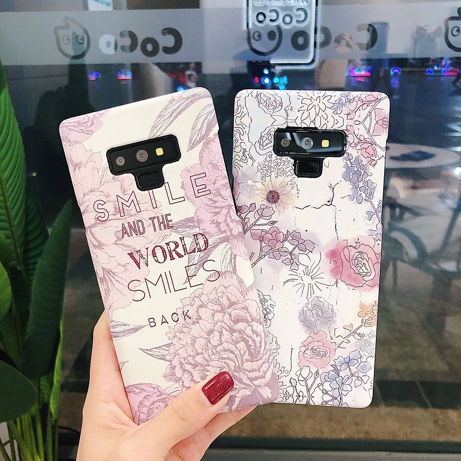 CAPAME Hard Plastic Floral Girls Case For Samsung Galaxy S7 Edge Note 8 9 S8 S9 Plus Noctilucent Cases For Samsung S7 Case Blue  (2)
