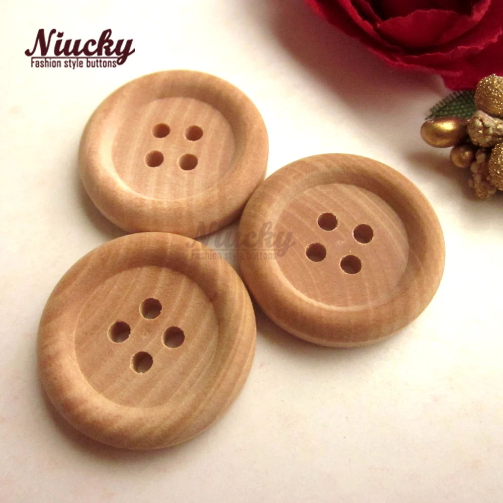 Niucky Wood Buttons 23mm /20mm Thicker Thin Edge Tea Wood Coat Buttons