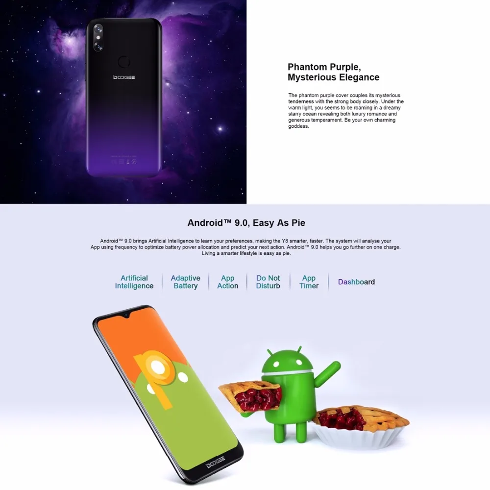 DOOGEE Y8 экран капли воды смартфон 6 1 &quotFHD 19:9 дисплей 3400 мАч MTK6739 четырехъядерный 3 ГБ