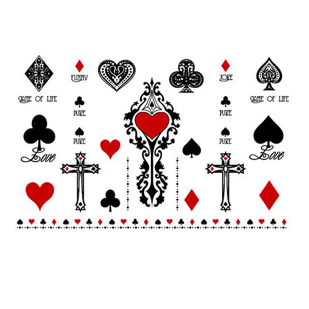 Yeeech Temporary Tattoos Sticker For Women Fake Poker Card Cross ...