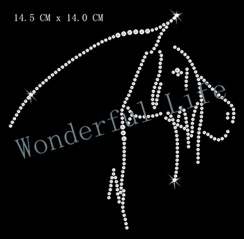 

New product free shipping horse head outline rhinestones iron on transfer for clothes