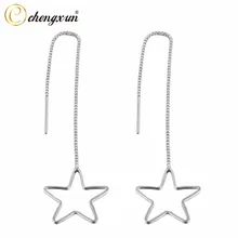 CHENGXUN, 1 пара, Длинная подвеска на цепочке, серьги, святых, пентаграмма, подвеска, серьги-гвоздики, серьги в форме звезды, ювелирное изделие для женщин