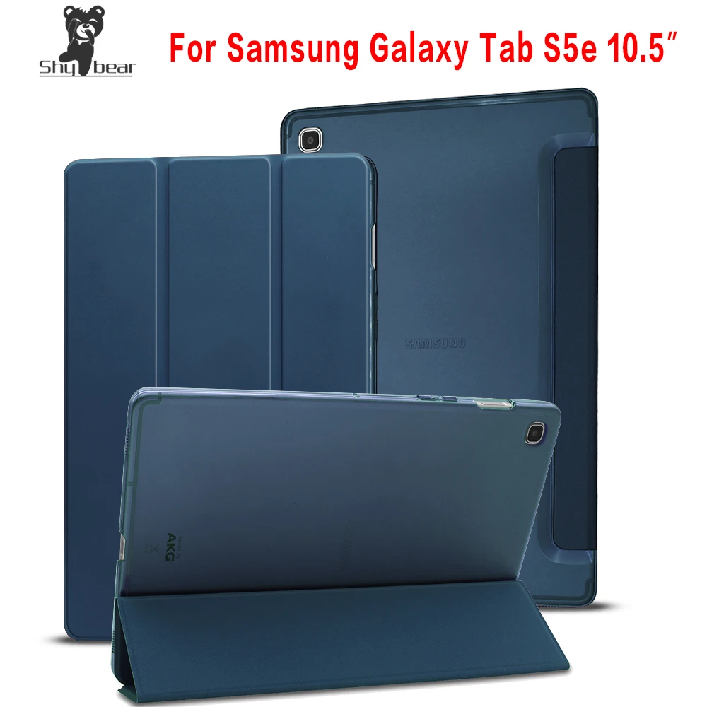 

Folding Folio Case for Samsung Galaxy Tab S5E SM-T720 T725 10.5" Tablet Cover Transparent Hard PC Back Shell