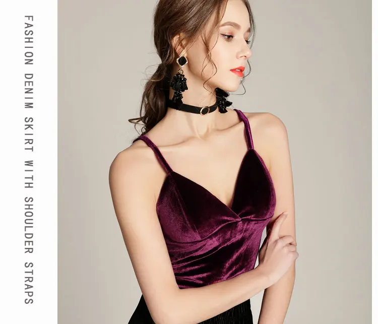 Women Sexy Velvet Crop Top Cropped Camis Vintage Tops Womens Retro Harajuku Sleeveless Bralette Tank Top Women Summer 20189