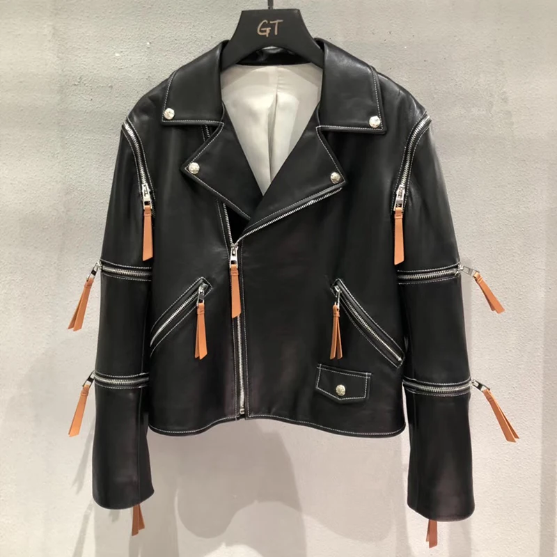 Women's Real Sheepskin Leather Jackets Top Quality Genuine Leather Coat Fashion Jackets Lady New Arrival