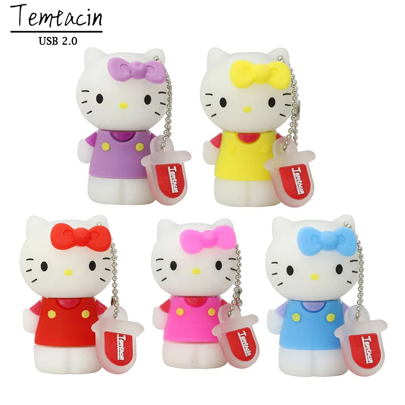 Лучший Рисунок laquo;Hello Kitty raquo; USB Flash Drive 32 г Cat накопитель 64 г флешки 4 ГБ U диск 8 г 16 г мультфильм U диск флэш карты флэш накопитель Memory Stick