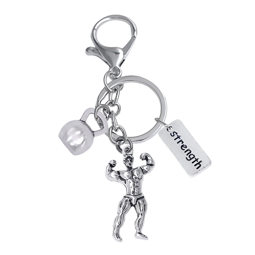 Hot Gym Fitting Jewelry Keychain STRENGTH Motivational Label Pendant