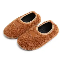 Детская теплая обувь из пуха для мальчиков и девочек, домашние Нескользящие мокасины в горошек, детская обувь на плоской подошве
