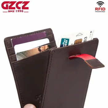 

GZCZ Mens Wallet slim Front Pocket RFID Blocking Card Holder Minimalist Mini Bifold