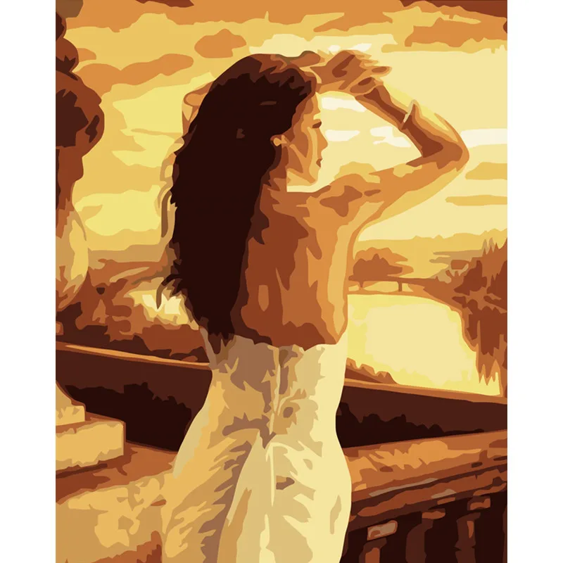 

Painting By Numbers DIY Dropshipping 40x50 60x75cm Back of long haired beauty Figure Canvas Wedding Decoration Art picture Gift