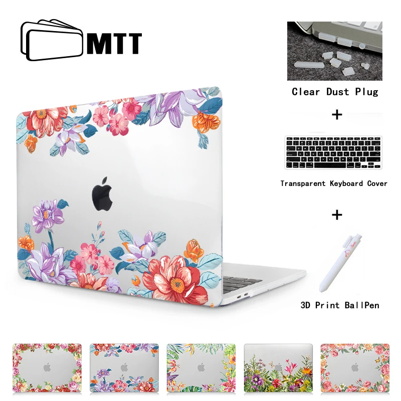 MTT Floral Crystal Hard Case For Macbook Air Pro Retina 11 12 13 15'' 2018 Cover For Apple Macbook Pro 13 15 inch Laptop Sleeve