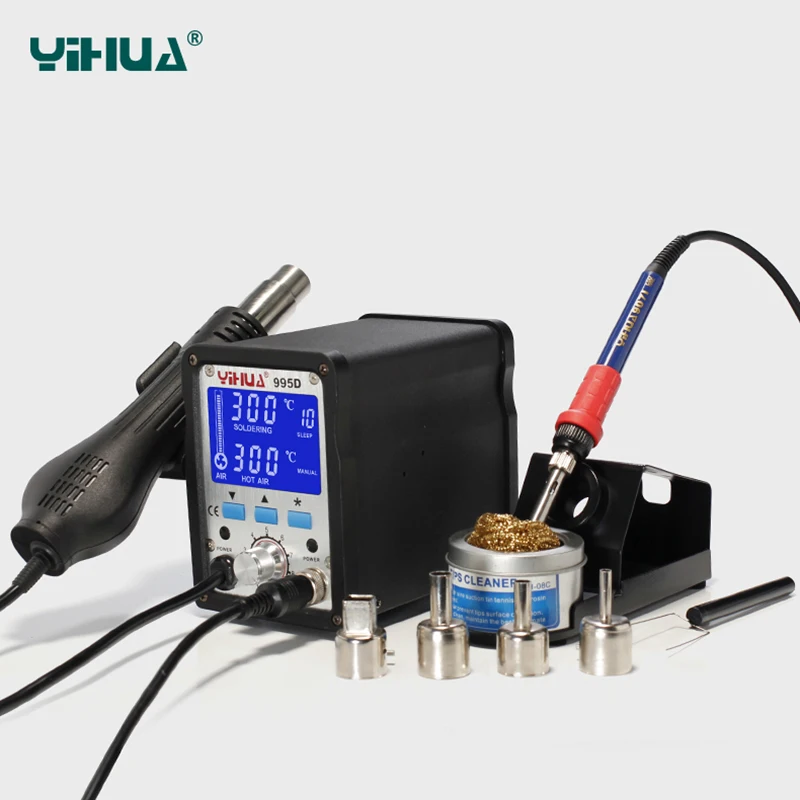 YIHUA 995D Soldering Station Hot Air Gun Soldering Iron Motherboard Desoldering Welding Repair 2In1BGA Rewoke solder iron EU US YIHUA 995D Soldering Station Hot Air Gun Soldering Iron Motherboard Desoldering Welding Repair 2In1BGA Rewoke solder iron EU US