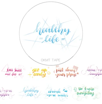 

1Pc 3.5cmx5m Health Life English Text Washi Tape Diary Notebook Stickers Decoration Paper Tape Masking