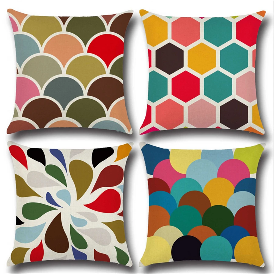 Geometric Colorful Decorative Throw Pillows Sofa Office Chair Cushion