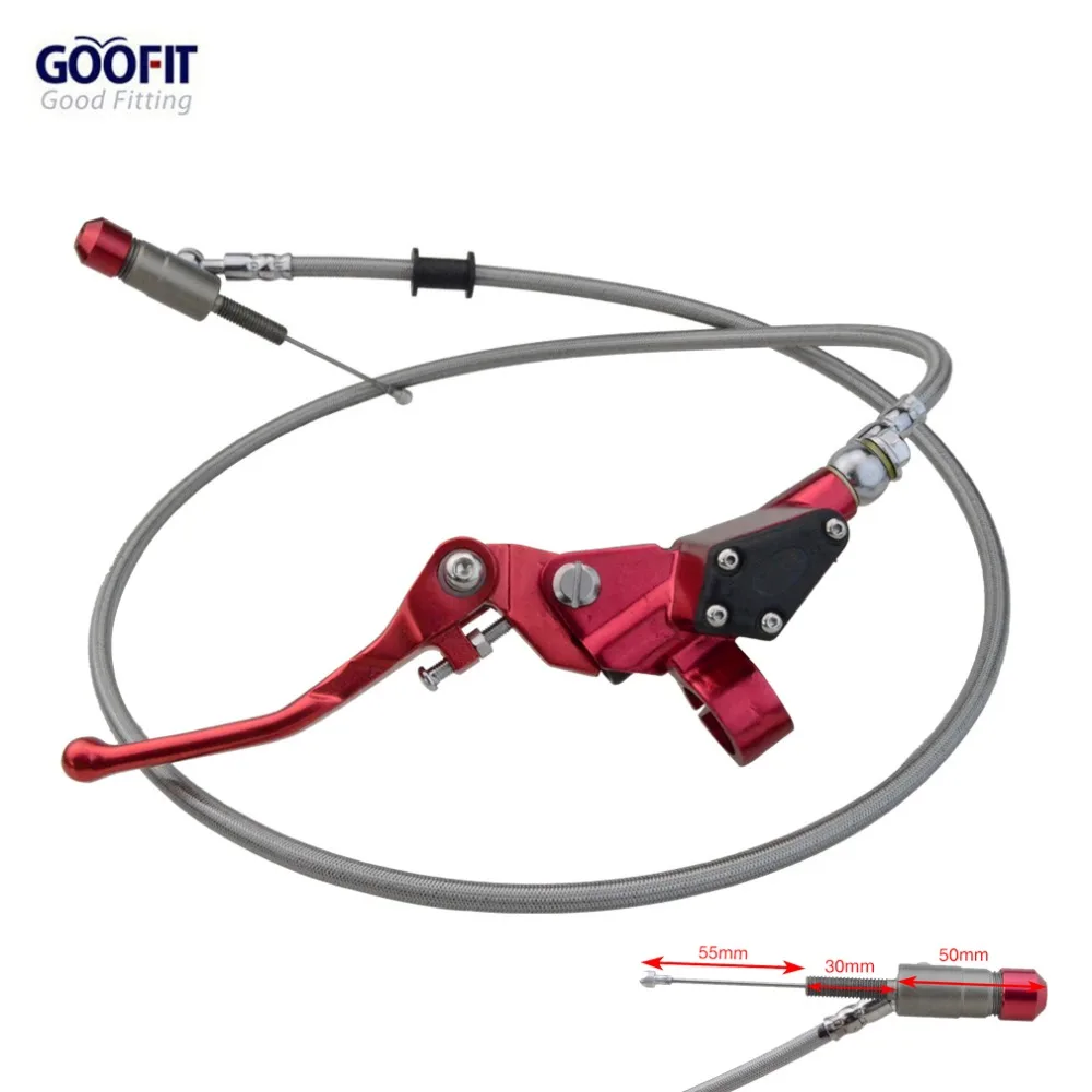 ФОТО GOOFIT Red Clutch Brake Lever 1200mm oil tube line pit dirt bike Universal Motorcycle 7/8 Master Cylinder Hydraulic Fluid 
