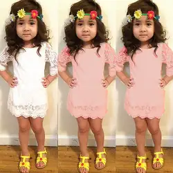Новые цветочные платья для девочек обычные детские кружевные летние платья для вечеринок одежда для девочек