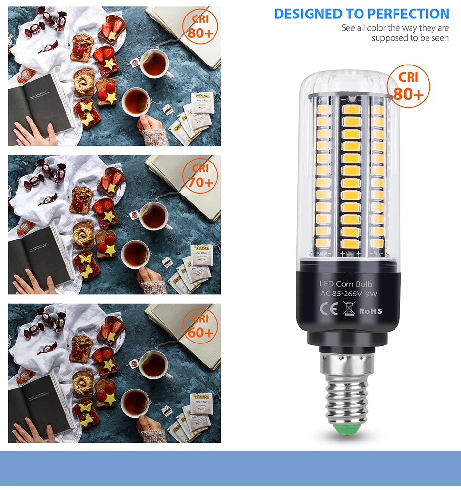 Led E14 лампы кукурузы E27 220 V свечи лампы SMD 5736 Smart IC лампочка 110 V 3,5 W 5 W 7 W 9 W 12 W 15 W 20 W без мерцания 85-265 V Bombillas