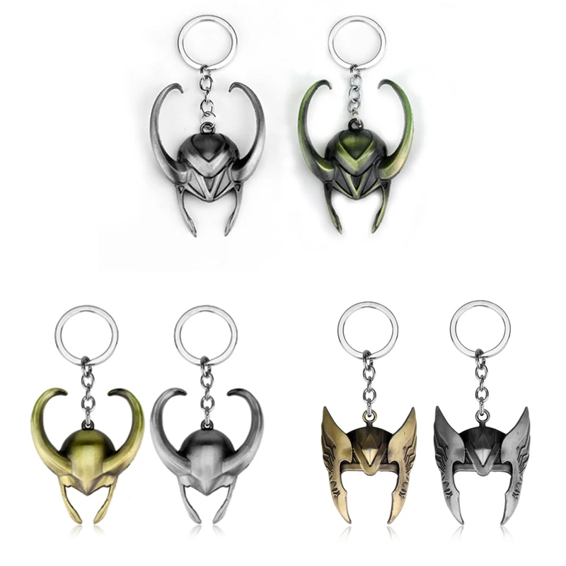 

Loki Helmet Figure Keychain Thor Comic Marvel The Avengers Metal Key Chain Vikings Accessories Keyring Mask Super Hero Jewelry