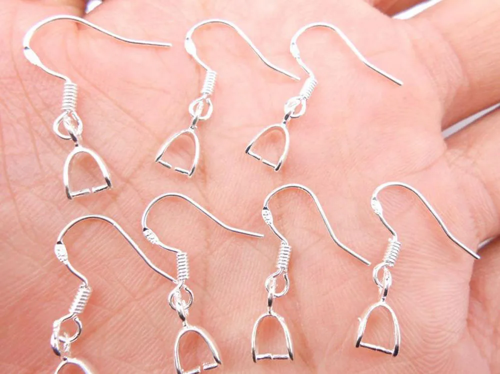 50PCS Earring Hook Pinch Bail Ear Wire DIY Stainless Steel Jewelry Findings