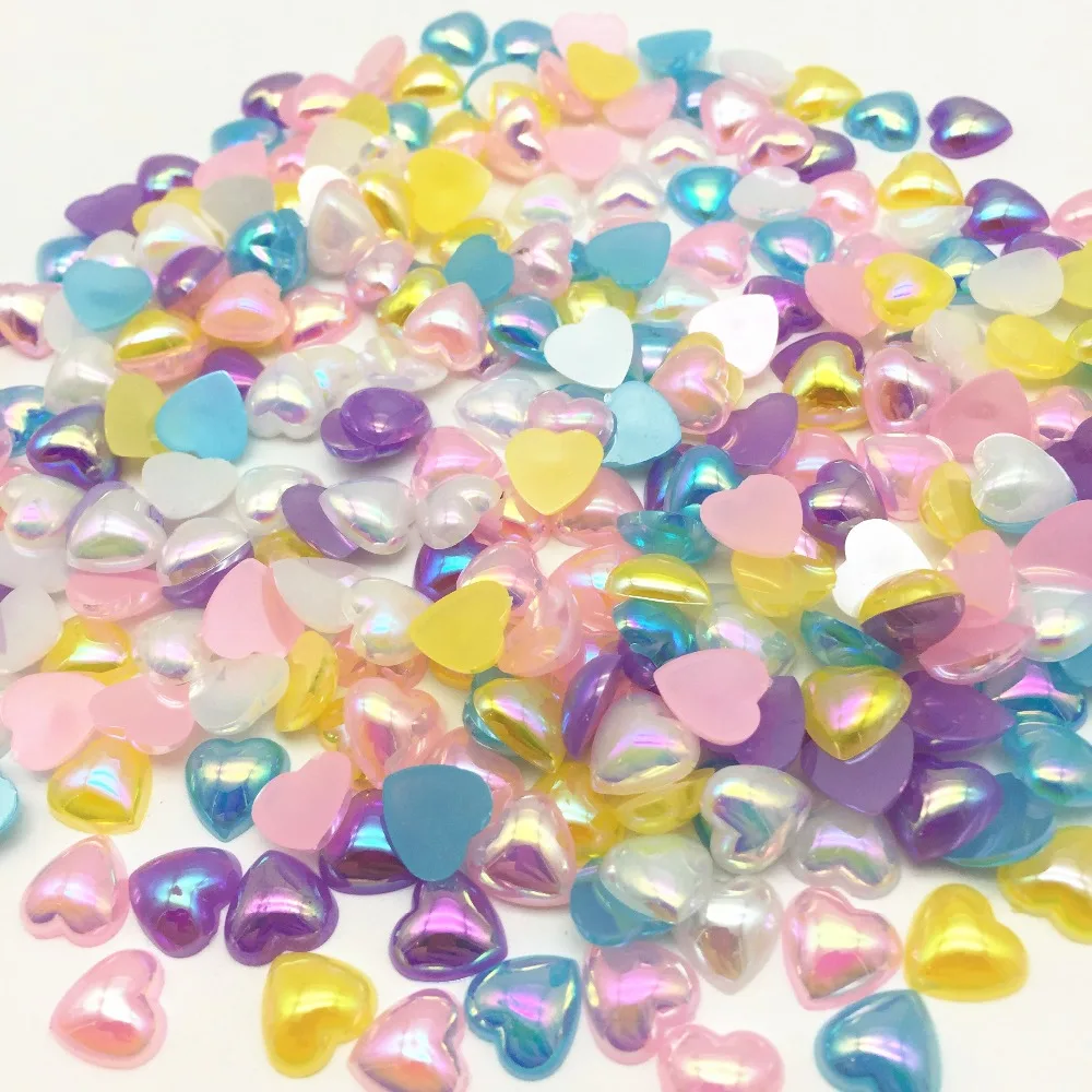 

100pcs 10mm AB Pastel Colors Resin Heart Flatbacks Cabochons Embellishments For Cardmaking Scrapbooking Wedding DIY Crafts